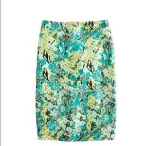 Brand New Jcrew Abstract Floral Skirt Silk Wool Sz 4 Silk Wook